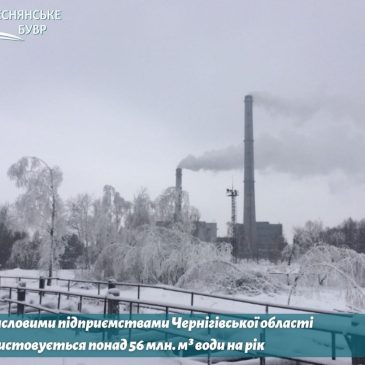 Промисловими підприємствами Чернігівщини використовується понад 56 млн. м³ води на рік